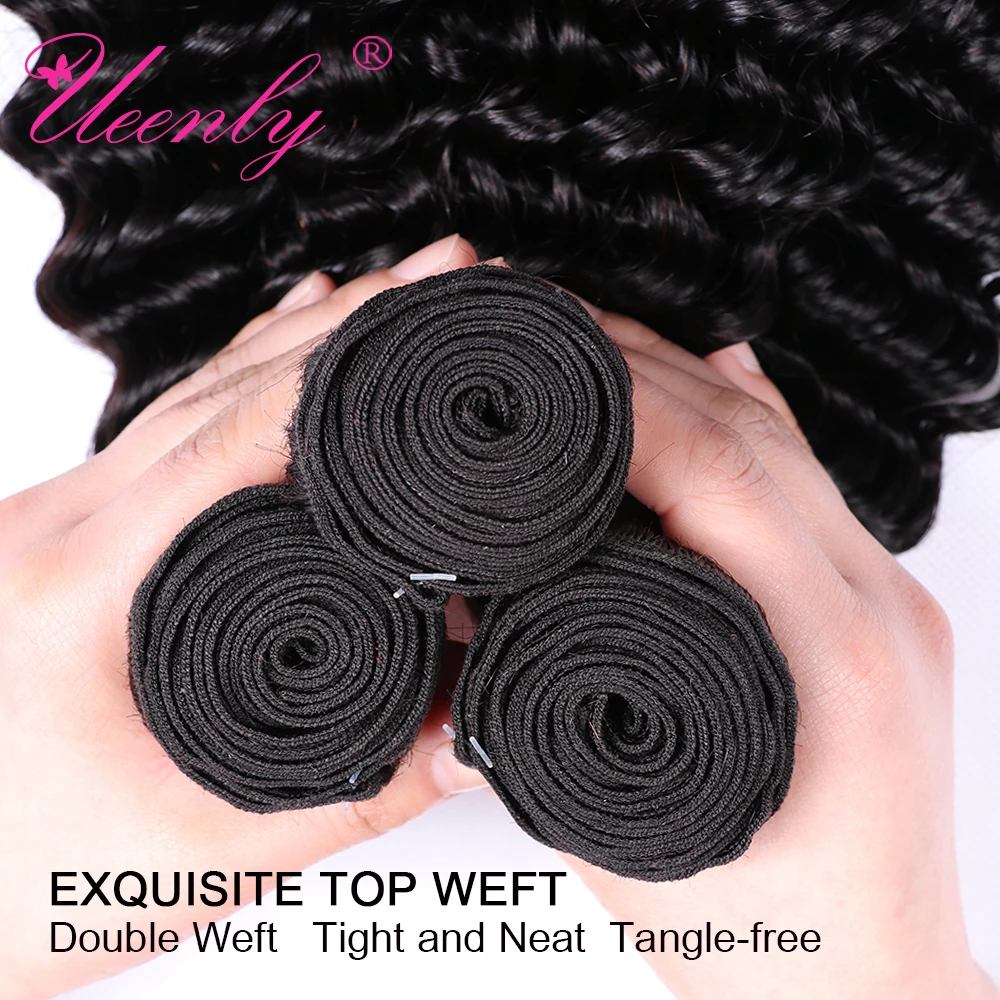Uesly бразильские пучки волос плетение Remy 3/4 Пучки глубокая волна 100% человеческие