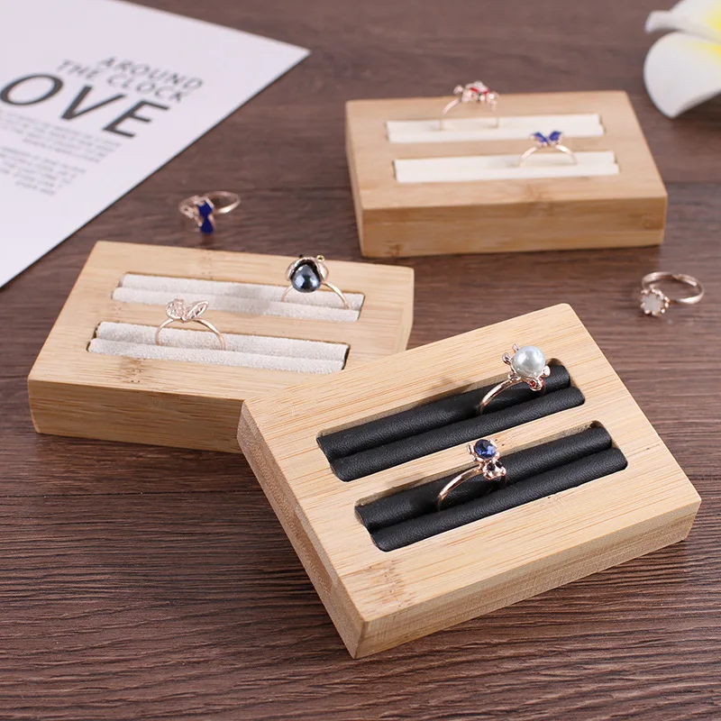 Новый бамбуковый поднос для колец органайзер ювелирных украшений серег