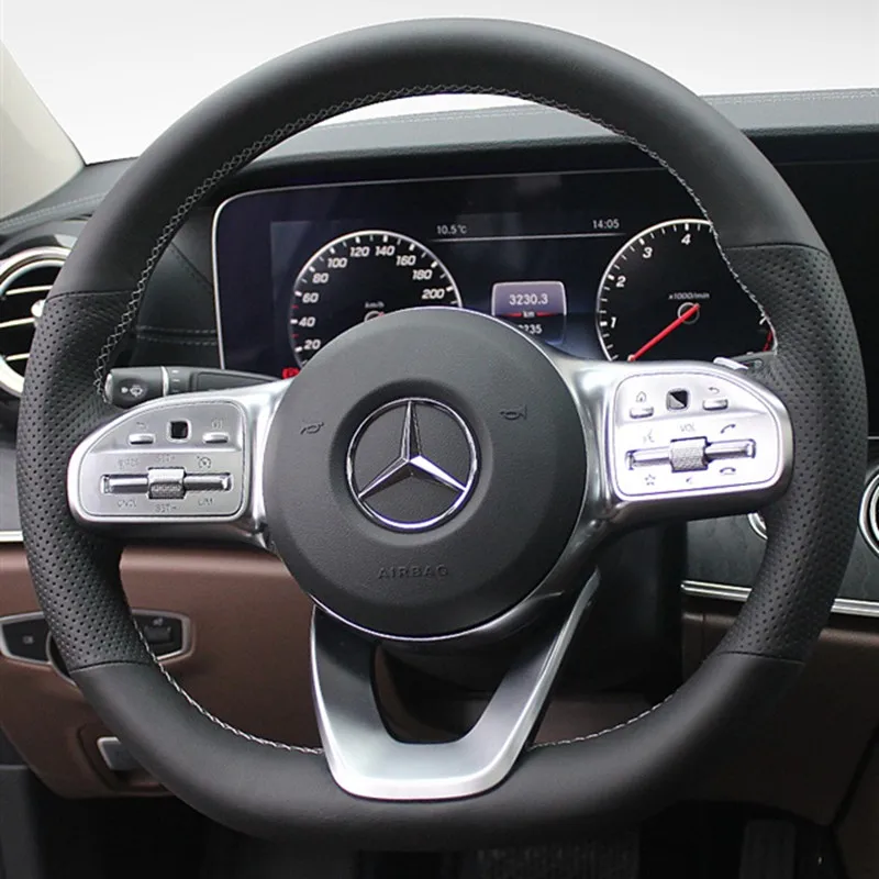 

DIY Hand-Stitched Suede Leather Car Steering Wheel Cover for Mercedes-Benz C200L GLC260 E300L CLA220 GLA Interior Accessories