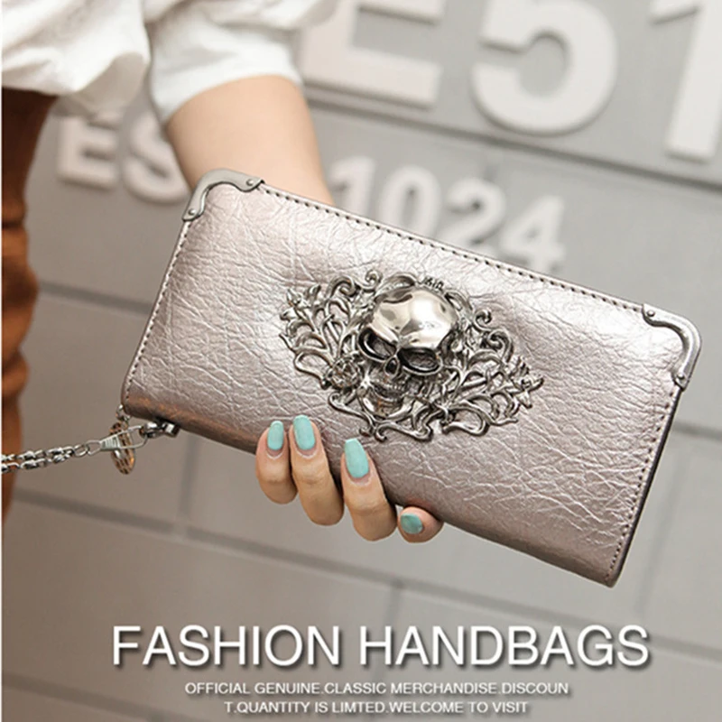 Модный кошелек для женщин и мужчин с черепом в стиле панк на молнии монет женский