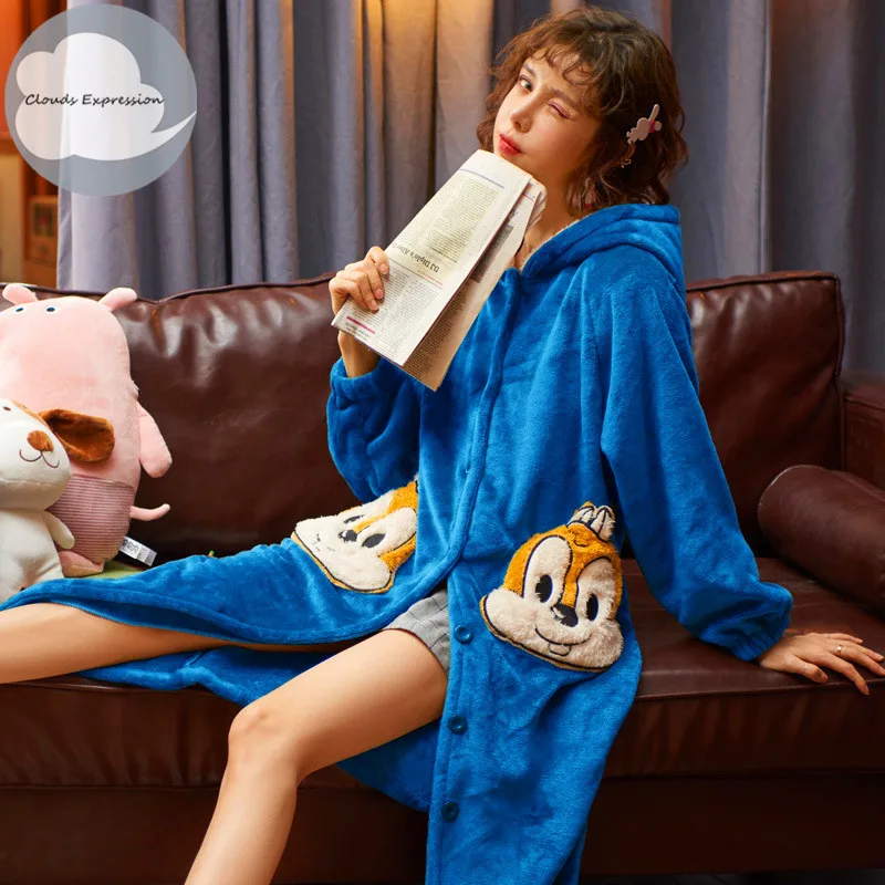 Зимний теплый халат из кораллового флиса женский ночная рубашка кимоно