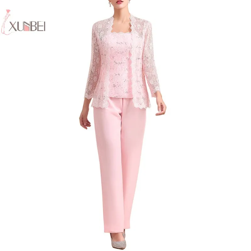 Кружевной Костюм для матери невесты модель 2020 года платье с длинным рукавом