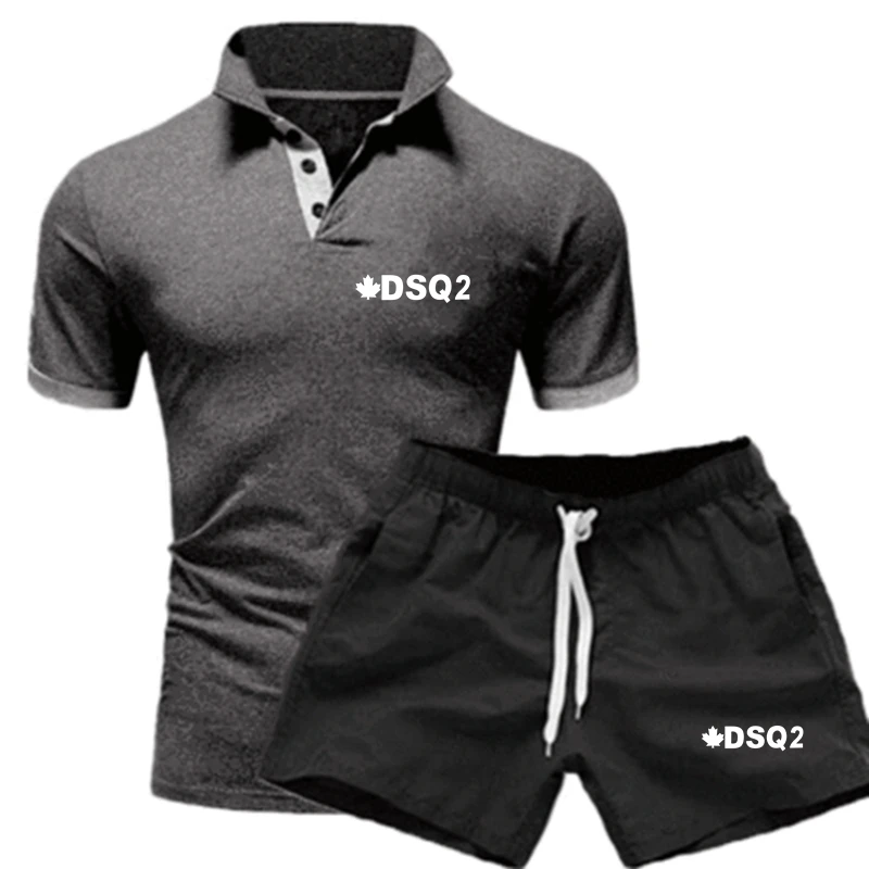 

Tracksuit Men Summer Clothes Sportswear Two Piece Sets T-shirt Shorts Brand Track Clothing Male Jogging Sports Pants T-shirt
