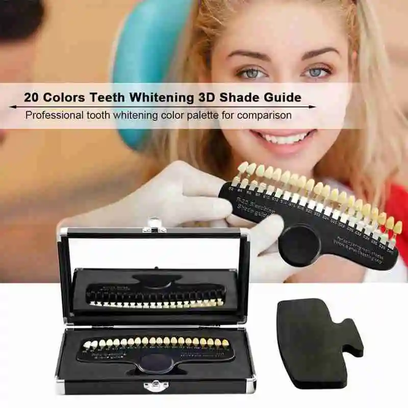 

3D Colors Teeth Whitening Shade Guide Tooth Shade Chart Board Color Comparator With Mirror Dentistry Cold Light Teeth White