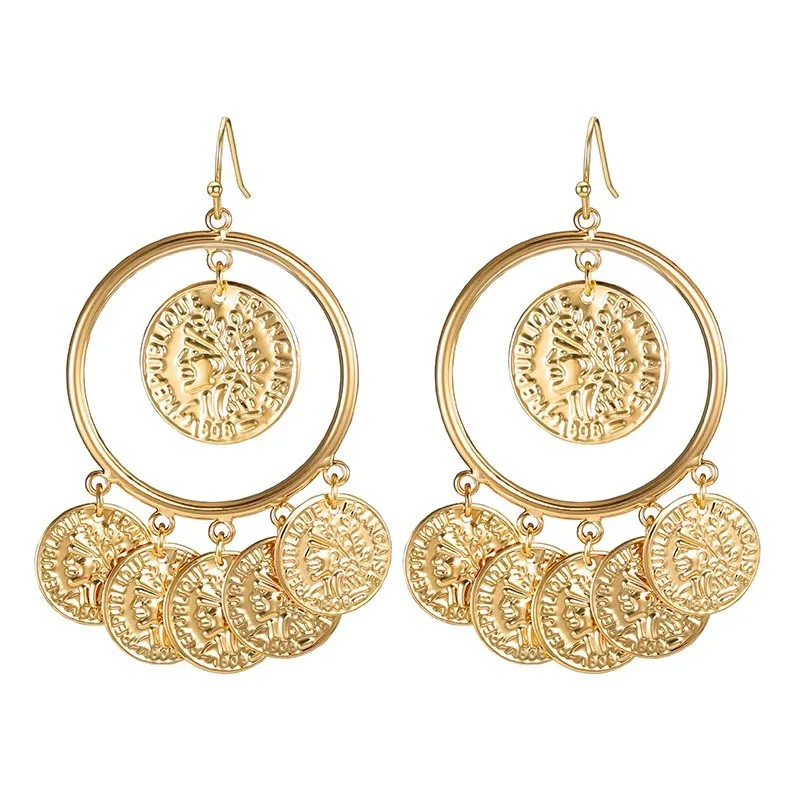 

2020 New Trendy Vintage Personality Earrings for Women Metal Portrait Dangle Earrings Female Party Jewelry Accessories