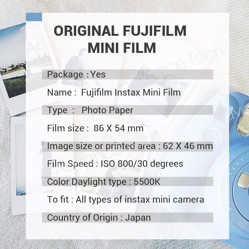 Fujifilm Instax Мини Фильм Белый Край 60 Листов/Packs Фотобумага для мгновенный камеры Fuji 8/7