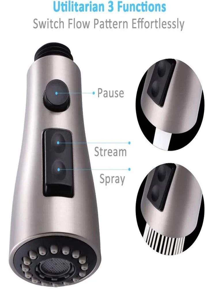 Ручной выдвижной смеситель с пружиной кухонный носиком высокое давление