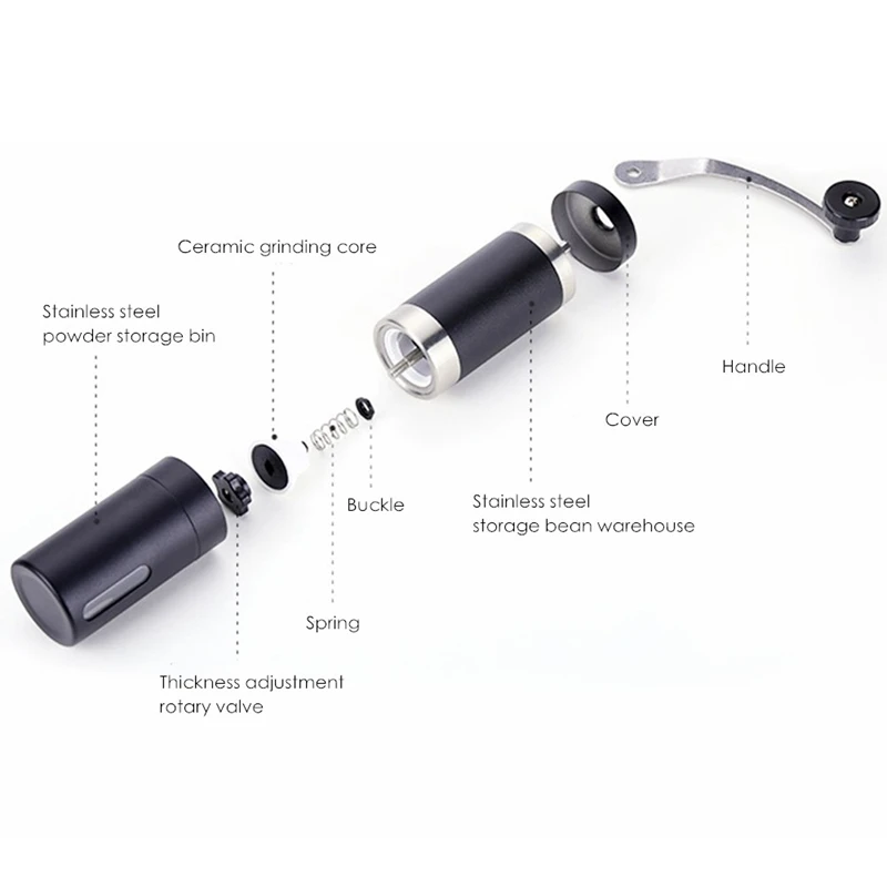 

EAS-30G Coffee Grinder Washable Ceramic Core Stainless Steel Mini Handmade Coffee Grinder or Bean Grinder Black