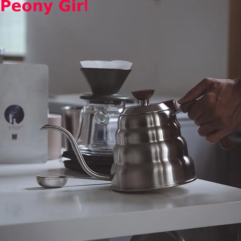 

1l/1.25l Stainless Steel Tea Coffee Kettle With Thermometer Gooseneck Thin Spout For Pour Over V60 Dripper Filter Coffee Maker