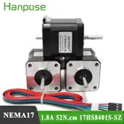 Бесплатная доставка, 3 шт., двухвальный двигатель, 4-выводной, 1,8a, 52 нм см, шаговый двигатель Nema17, 42x48 мм, 42 байга, для косметических медицинских 3d-аппаратов