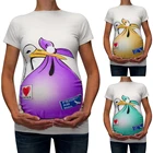 Женская Футболка для беременных с забавным рисунком фиолетовая футболка с рисунком утки летние топы с коротким рукавом для беременных