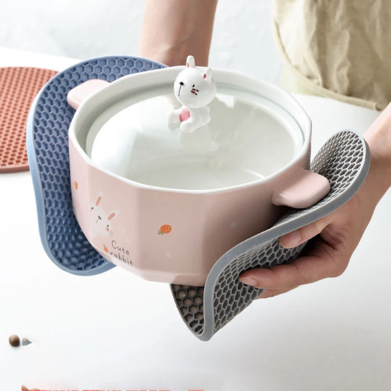 

1/5/10pcs Siliconetable Mat With Hanging Hole Mat Pad Heat-resistant Anti-slip Coasters Round Shapetable Placemat For Kitc