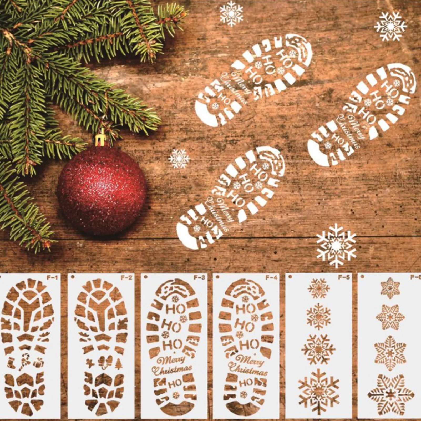 

Christmas Footprints Painting Template DIY Scrapbook Embossing Album Decoration Stencil Snowflake Santa Footprint Template