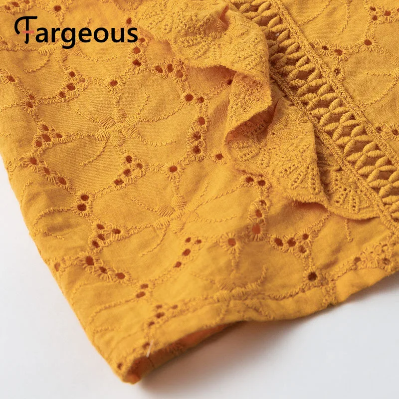 Женская блузка в горошек Fargeous кружевная с треугольным вырезом летняя 2019|Блузки| |