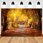 Виниловый фон Yeele для детской портретной фотосъемки с осенним деревом и павшими листьями