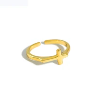 new 100 925 sterling silver gold cross resizable rings adjustable ring rock punk fine jewelry luxury fashion jewels