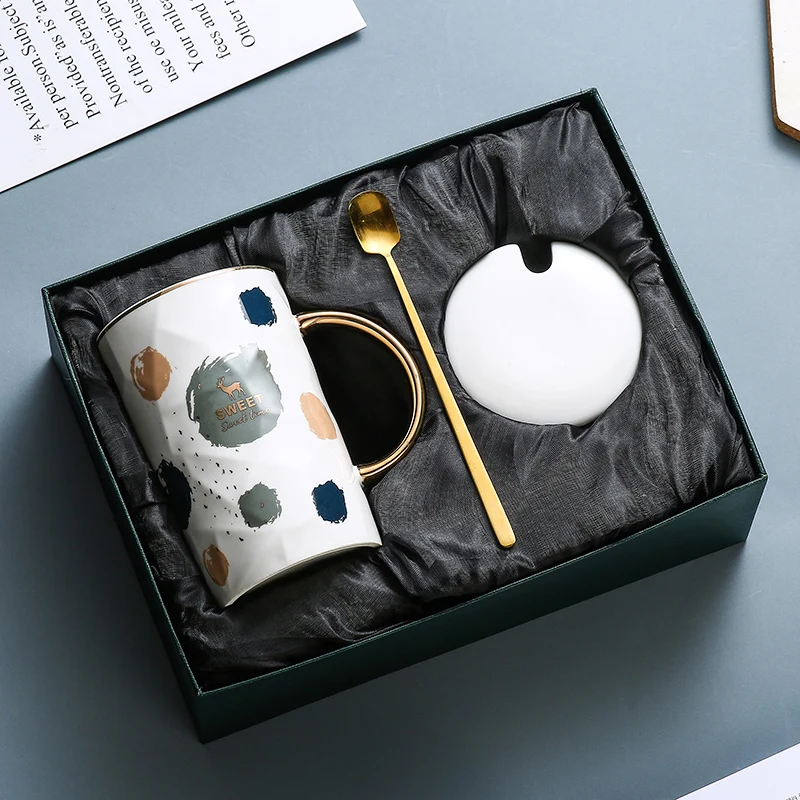 Персонализированная креативная кофейная кружка в скандинавском стиле с крышкой