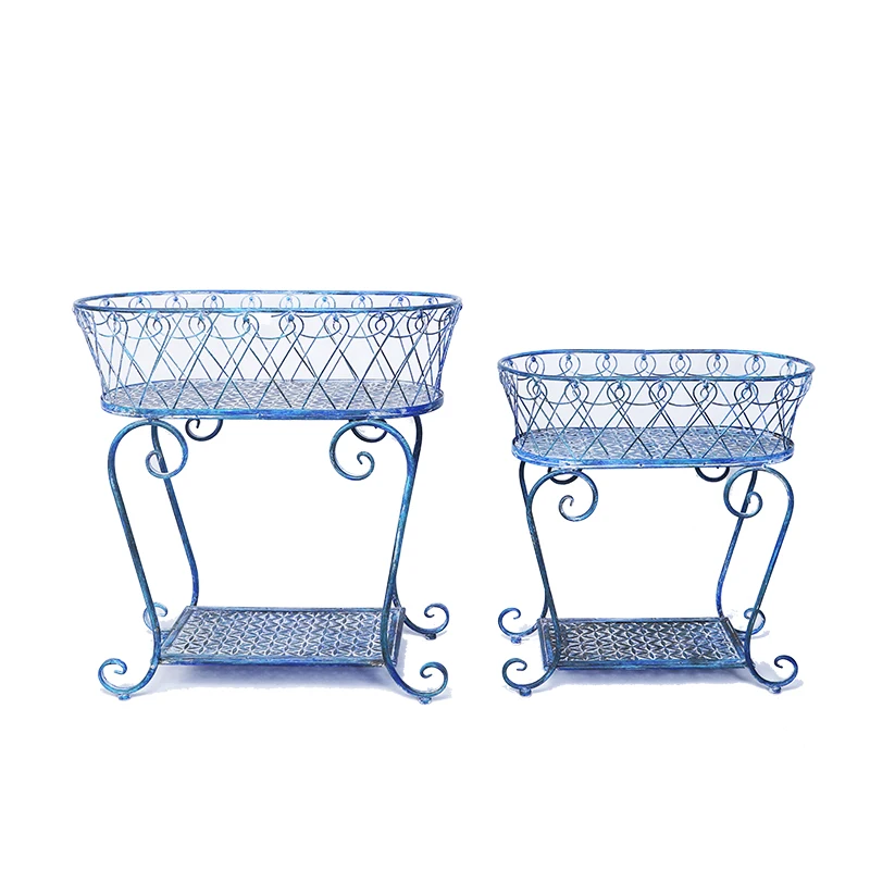 

European style old iron plant stand retro nostalgia courtyard balcony flower pot rack creative floor type metal sundries shelf
