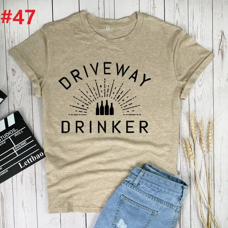 

Driveway Drinker T Shirt for Women 90s Cartoon Trend Print Lady T-shirts Top Womens Graphic Ladies Female Tee T-Shirt