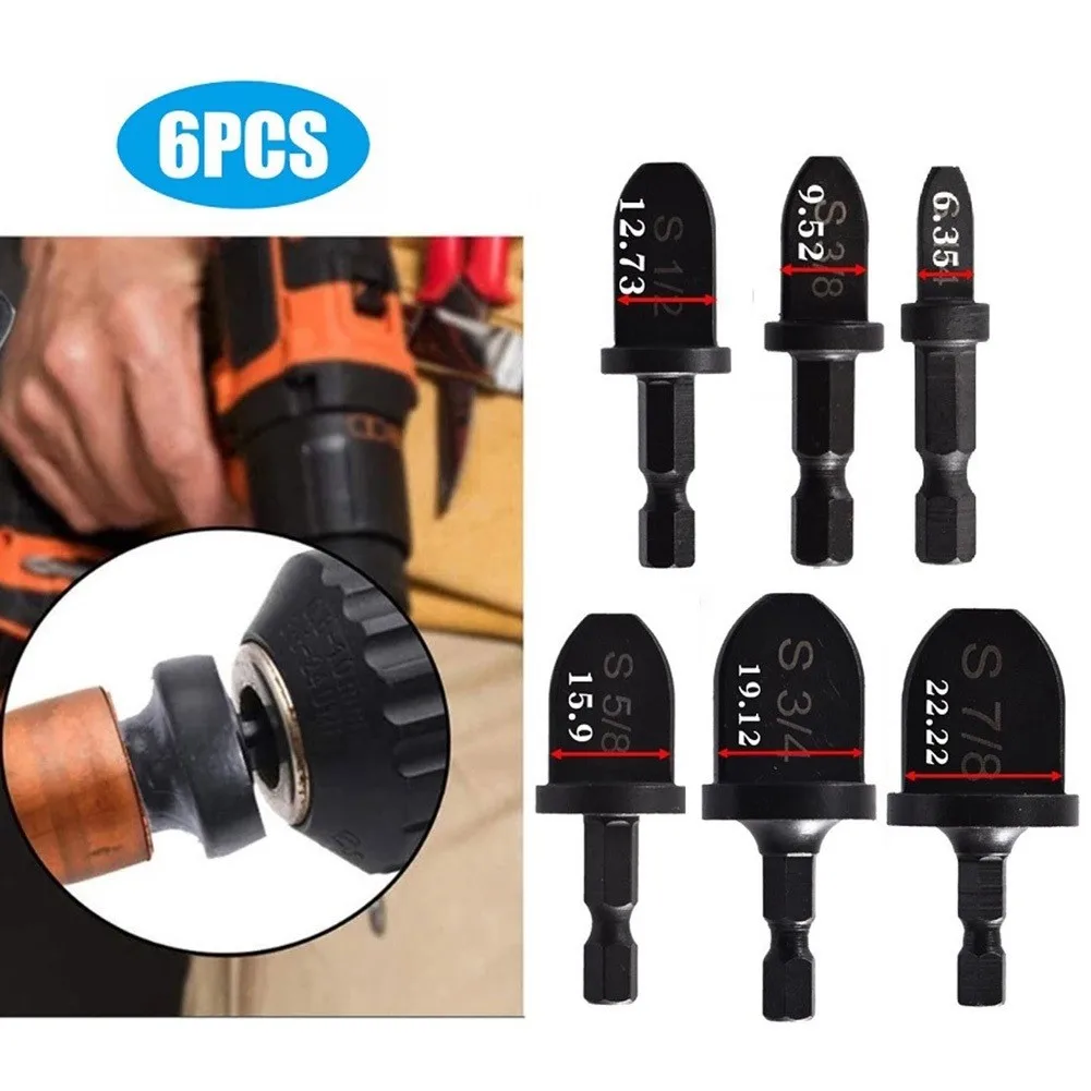 

6pcs Swaging Tool Drill Bits Air Conditioner Copper Pipe Flaring Tube Expander Bearing Steel For Woodworking