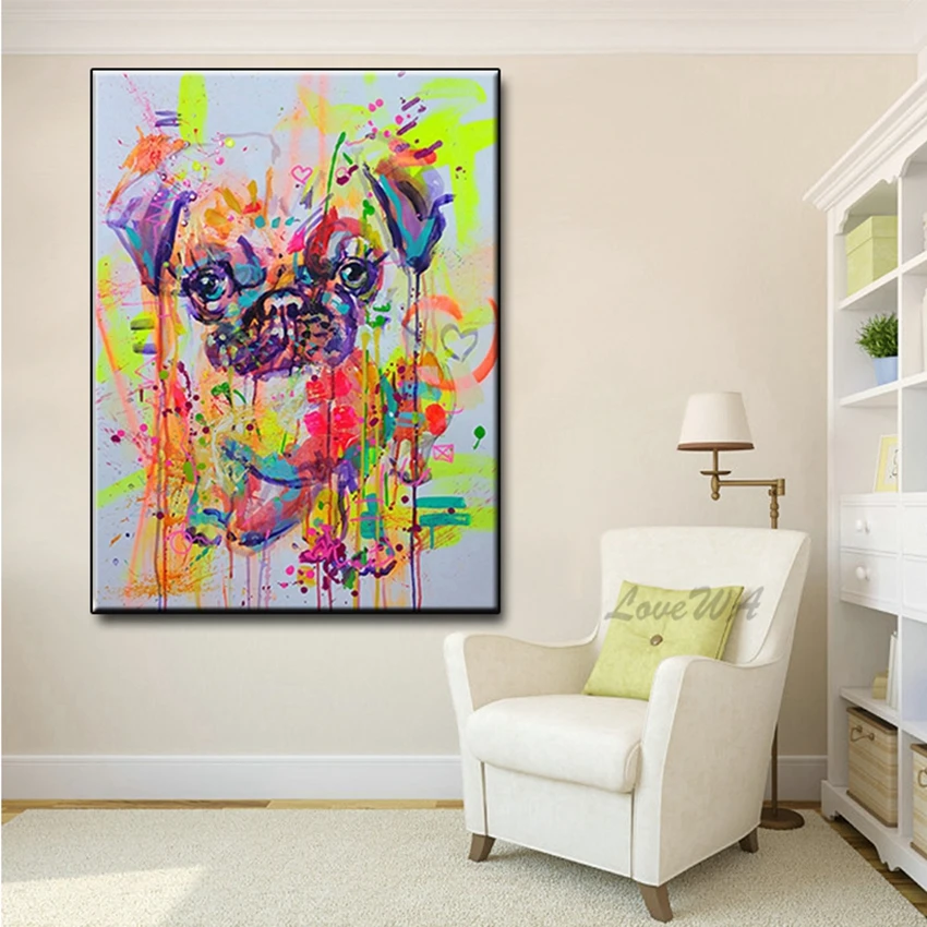 

Abstract Dog Head Painting Art 100% Hand Painted Animal Art Oil Painting Canvas Wall Picture Paintings Art Carving Artwork Decor