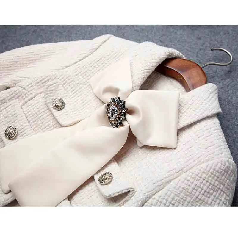New Trendy Women Sets Sweet Coat Tweed Short Office Lady Bow Lace Up Letters Buttons Fashion Girls Tassels Mini Skirt Suits