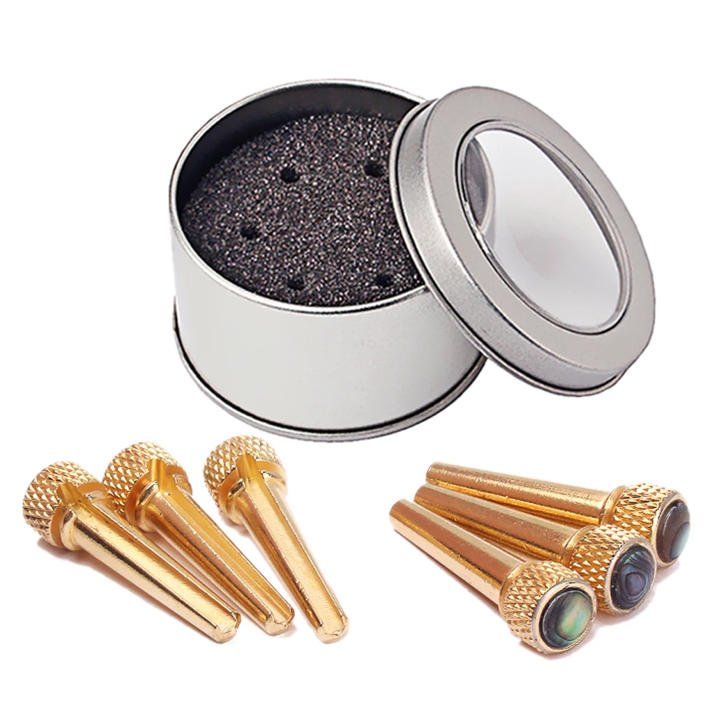 

3Set Beautiful Brass Bridge Pins String Pegs Pins for Folk Guitar Decoration Acoustic Guitar Lovers