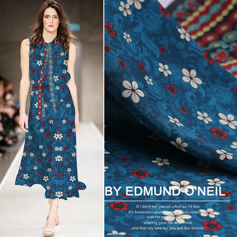 100% шелк крепдешин ткань для женщин платье этнический стиль Сделай Сам шитье 114 см