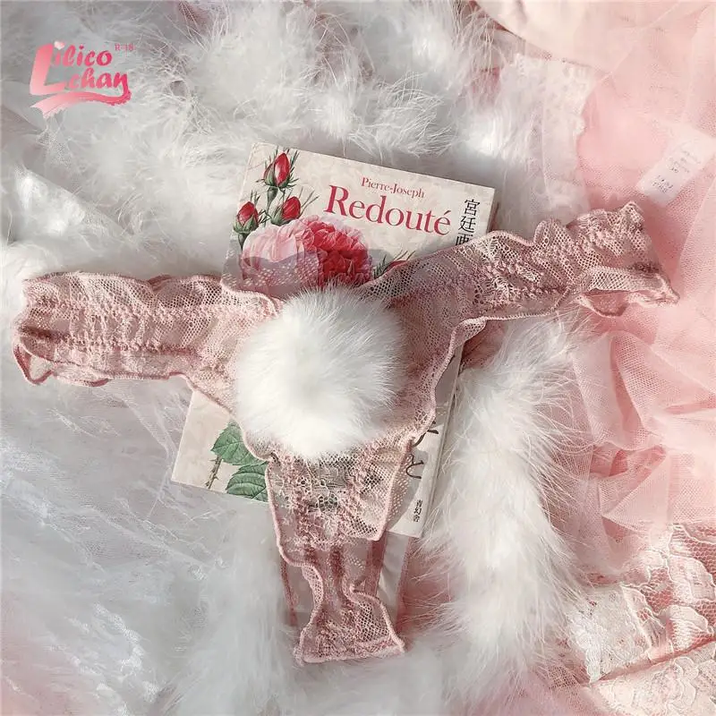 Новинка 2020 г. милые женские стринги с милым хвостом трусики в стиле &quotЛолита&quot