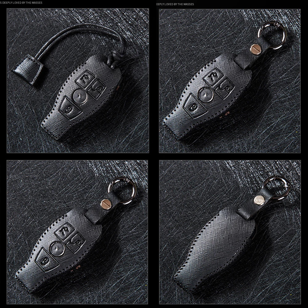 Genuine Leather Car Key Case Cover Keychain For Mercedes Benz W203 W210 W211 AMG W204 Remote Holder Accessories | Автомобили и