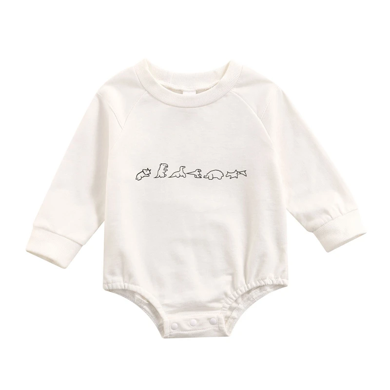 

0-24M Baby Girls Boys Autumn Jumpsuits Cartoon Dinosaur Printed Long Sleeve Sweatshirt Romper for Newborn