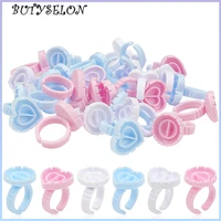 100pcs disposable glue holder ring cup tattoo pigment palette container heart pallet adhesive glue cup eyelash extension tool