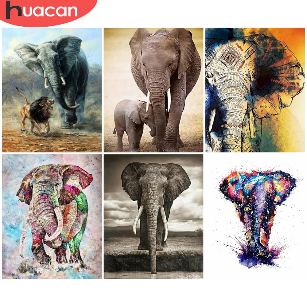 

HUACAN Painting By Numbers Elephant Acrylic On Canvas Wall Art Unique Gift Picture By Numbers Animal For Living Room