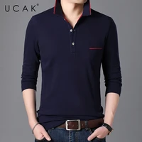 ucak brand classic casual cotton turn down collar ture pocket t shirt men clothes autumn streetwear long sleeve t shirts u5707