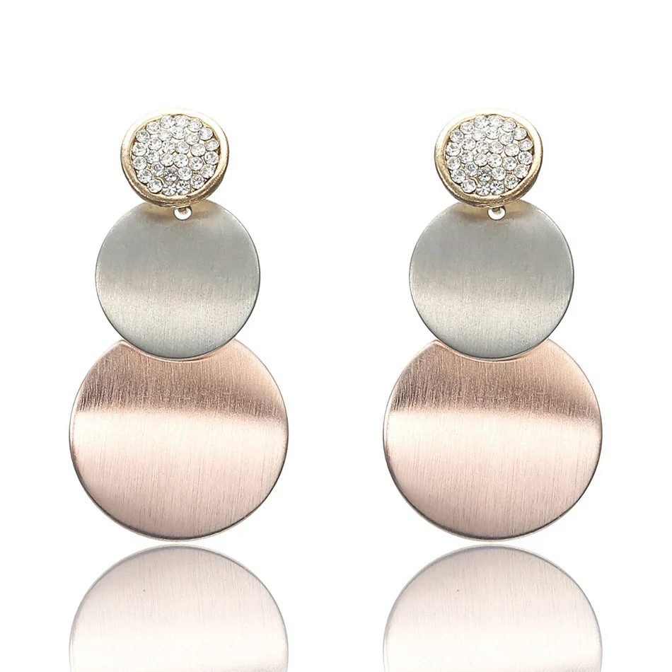 Match-Right Trendy Earrings for Women Geometric/Long/Big/Korean/Gold/Silver/Round/Drop Earrings Fashion Jewelry female yjz8150 - Окраска металла: yjz8150-2
