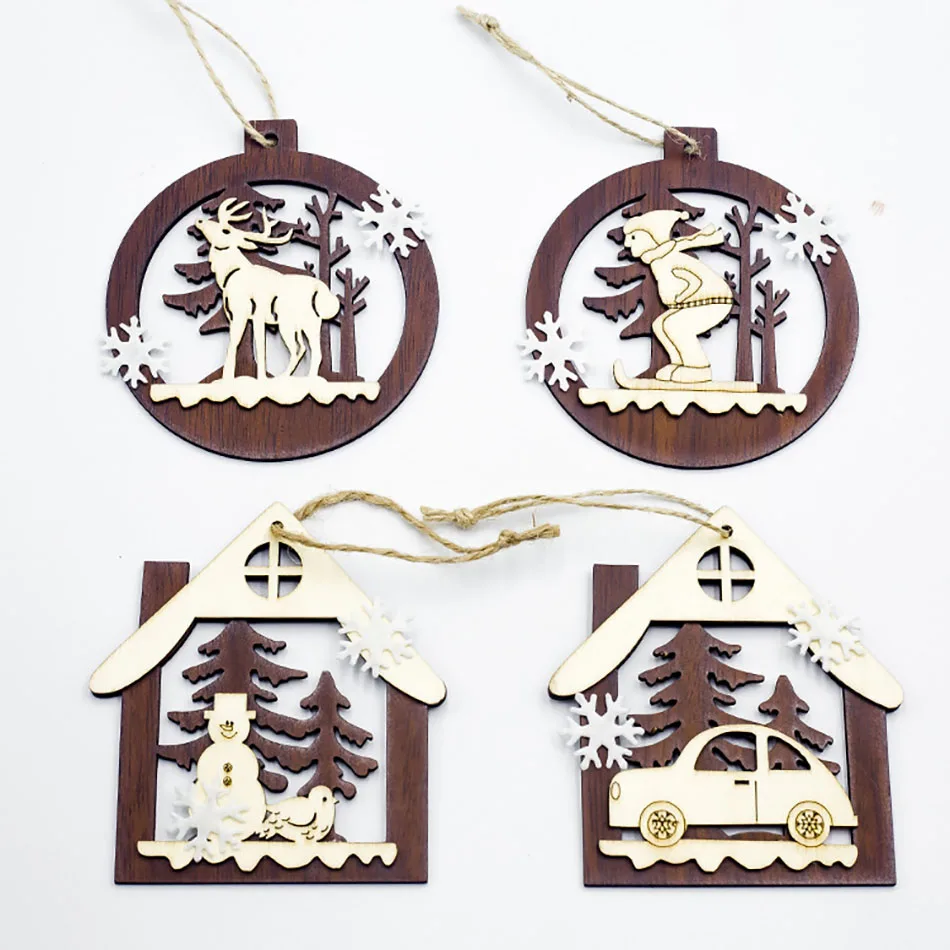 2019 Новогоднее Рождественское украшение полые деревянные шарики для дома