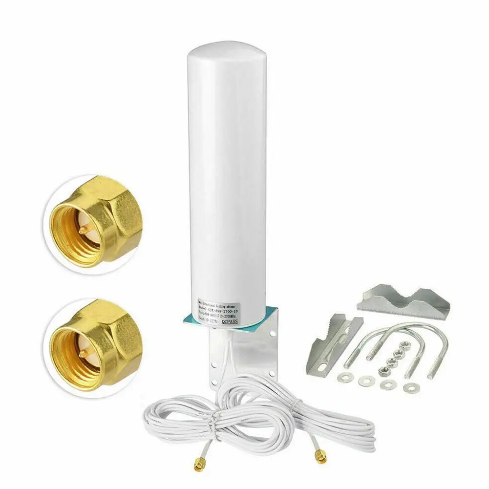 White Barrel-shaped Enhanced Antenna Router External Network Card Antenna For LTE 4G Outdoor SMA TS9 CRC9 Male Connector