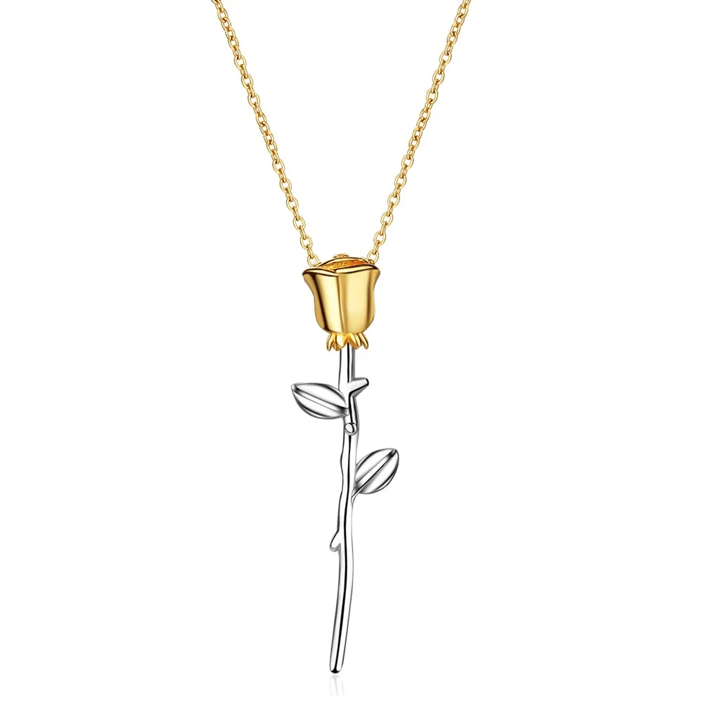 

New 925 stering Silver Fashion Jewelry rose gold rose Necklace Pendant Woman fashion high quality expression neckalce 45CM