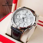 Риф ТигрRT 2021 класса люкс хронограф многофункциональные кварцевые Для мужчин часы, кожаный ремешок, белый циферблат световой Дата Сталь часы