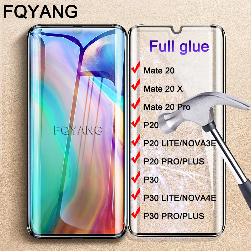 2 шт. закаленное стекло с полным клеем для HUAWEI P30 LITE Премиум Защитная пленка MATE 20 PRO