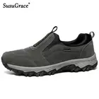 SusuGrace, коллекция 2020 года, модная мужская обувь для походов, Осенние слипоны, мужские замшевые кроссовки, нескользящая спортивная мужская обувь для скалолазания