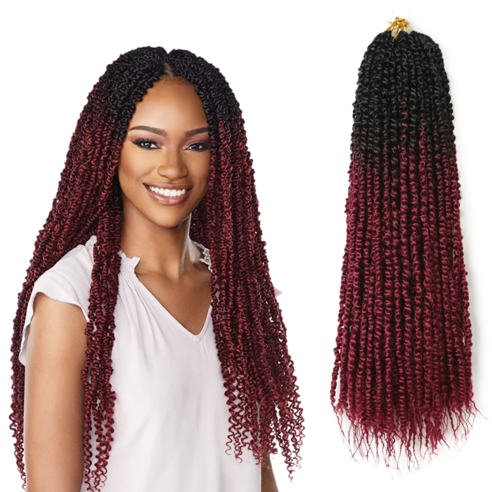 18 дюймовая волнистая богемная кудрявая вязаная коса Омбре синтетическая страсть