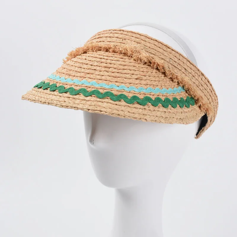 

2021 Summer Raffia Empty Top Hat Ladies Sun Hat Sun Protection Hairpin Hat Casual Wild Capless Baseball Cap Sun Hat