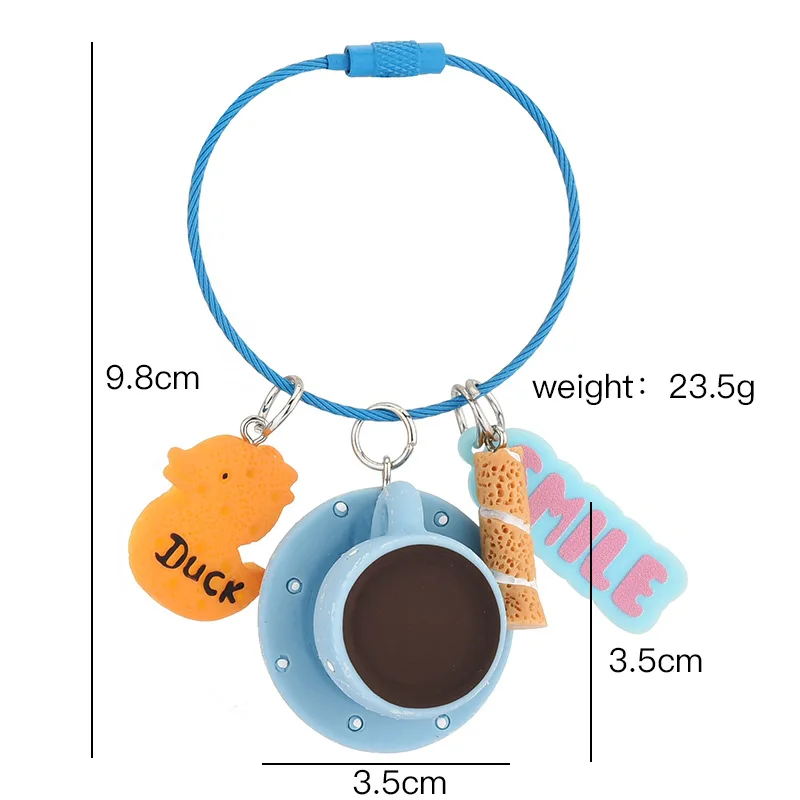 New Cartoon Mini Coffee Cup Keychain Creative Personality Trend Charm Key Chain Ladies Bag Fashion Mobile Phone Car Keychain