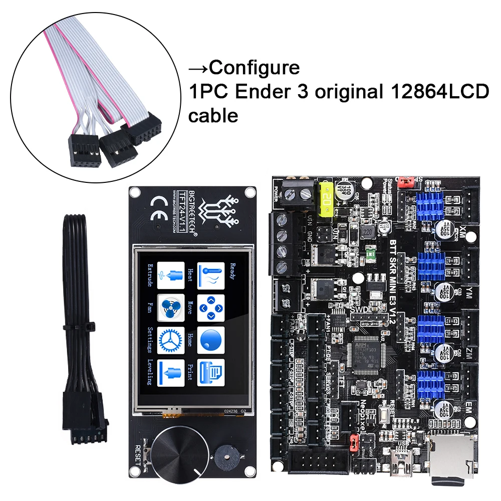 E3 TFT24(For Ender3) BIGTREETECH SKR MINI E3 материнская плата и TFT24 V1.1 панель сенсорный экран комплект для Ender 3 3d принтер плата SKR V1.3 PRO TMC2209 UART - Цвет: E3 TFT24(For Ender3)