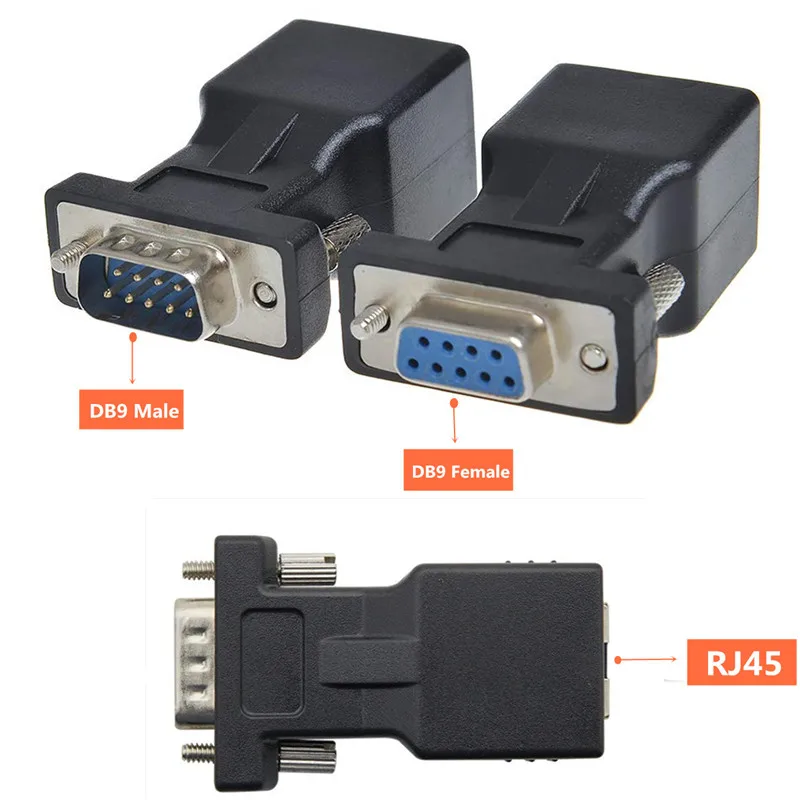 DB9 RS232 женский/штекер к сетевому адаптеру RJ45, COM-порт к преобразователю Ethernet Cat5e/6 LAN, последовательное гнездо DB9 к гнезду RJ45