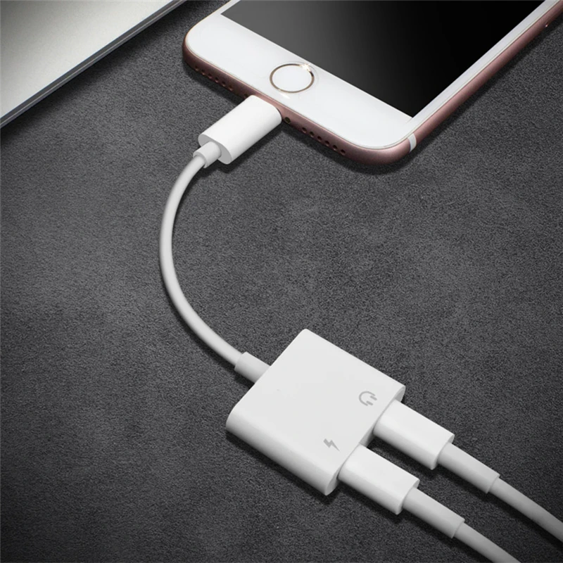 

3.5mm Jack Audio 2 in 1 Adapter for iPhone 7 8 Plus X XR XS 11 Pro Max SE 2021 Earphone Converter Charging Connector