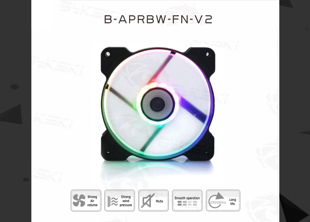Bykski B-APRBW-FN-V2 полосы пропускания 120 мм постоянный охлаждающий вентилятор/кулер, совместимый с 120/240/360/480 мм радиаторы