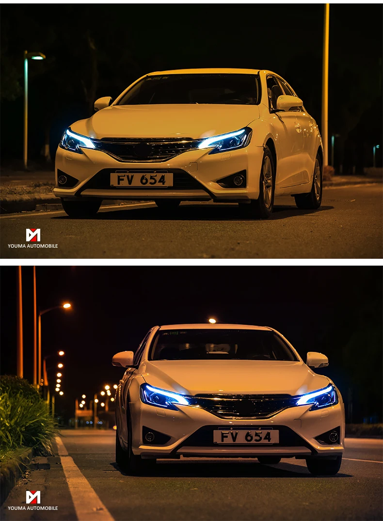 Hireno налобный фонарь для Toyota REIZ MARK X налобный фонарь в сборе светодиодный DRL ангел объектив Двойной Луч Ксенон 2 шт