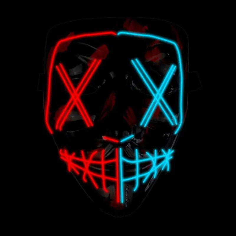 Хэллоуин ужас лицо EL Wire костюмная Маска Косплей Аксессуары светильник ящаяся